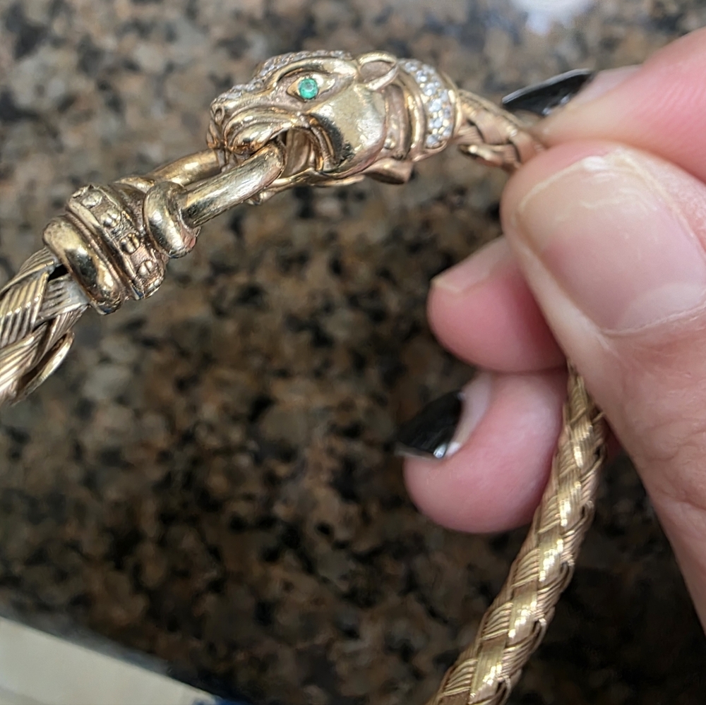 18k Over Sterling Silver Panther Bracelet - Picture 3 of 6